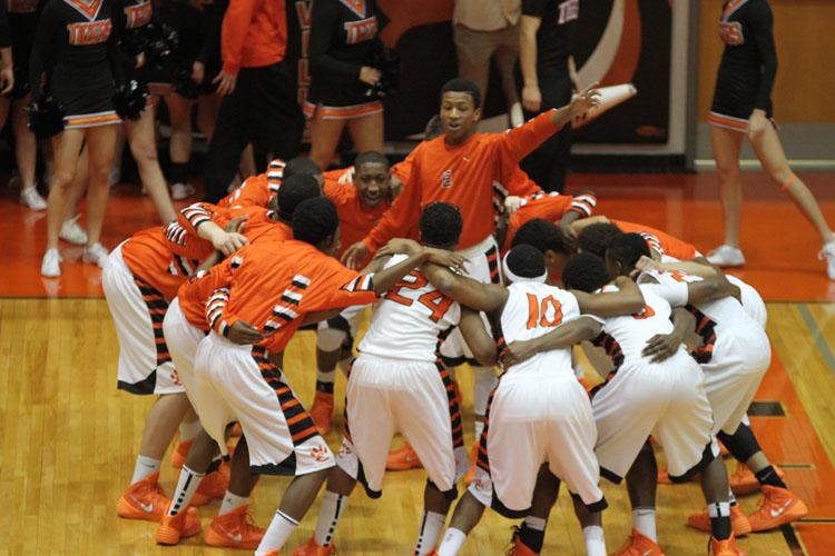 The Tigers get ready for a game in the 2013-14 season.