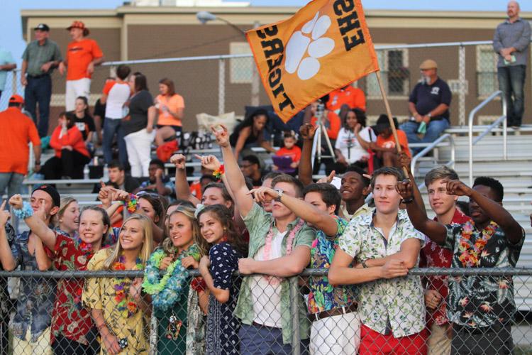 EHS students wear Hawaiian attire to the Edwardsville vs. OFallon football game on Sept. 18. 