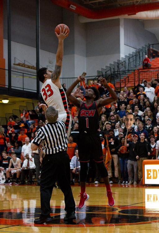 AJ Epenesa goes up for the ball against Granite on Dec. 18 in the last conference game before break. 