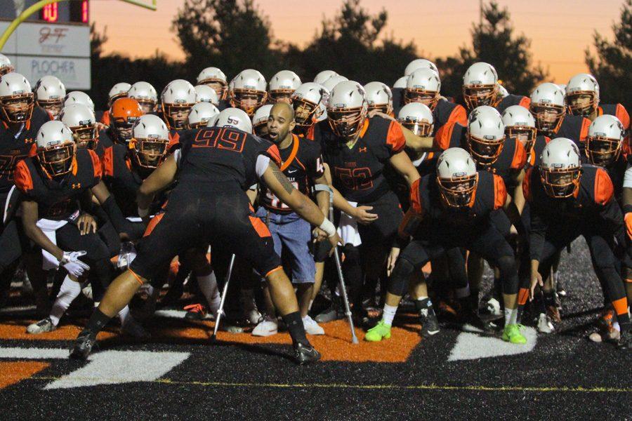 Tigers get pumped in team huddle.