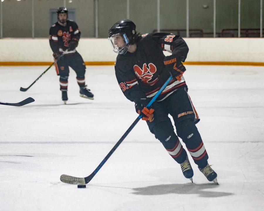 Seniors Luke Keth and Codi Klenke play in last year's hockey season