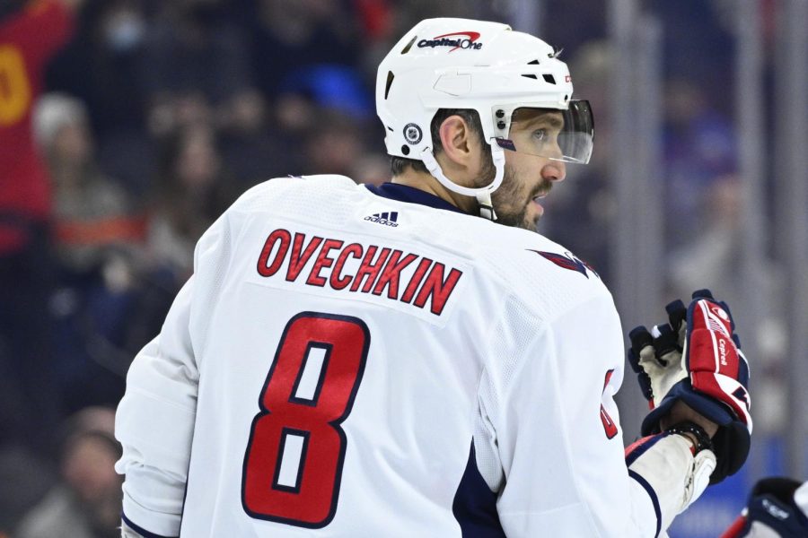 Washington Capitals captain Alex Ovechkin surveys the crowd during a game against the Philadelphia Flyers.