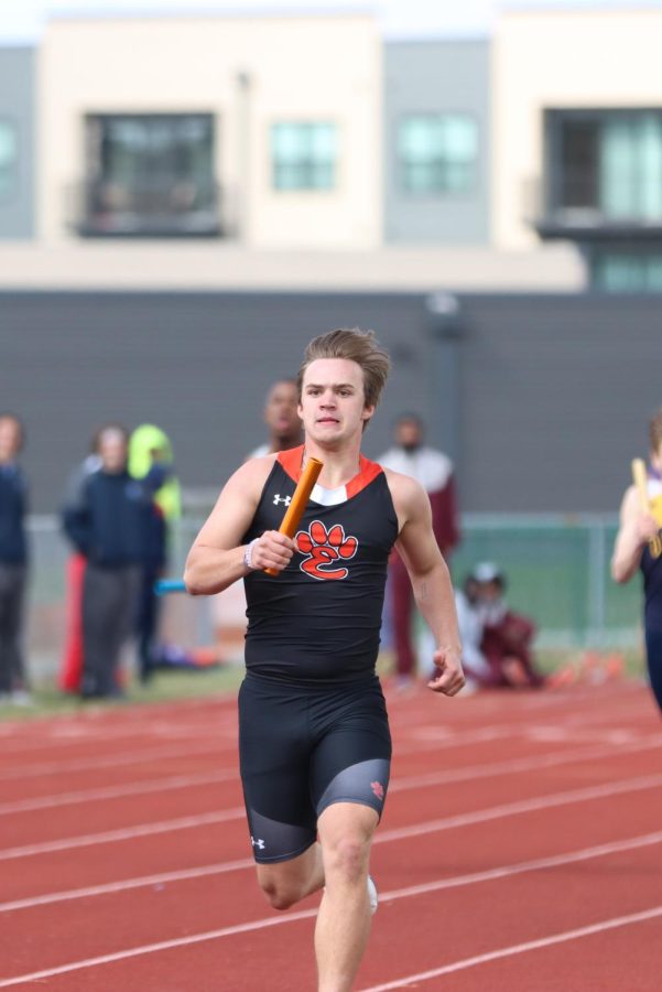 Senior Joe Burkhart competes at the March 25 meet.