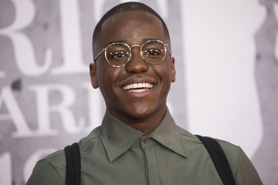 Ncuti Gatwa poses for photographers upon arrival at the Brit Awards in London, Wednesday, Feb. 20, 2019.