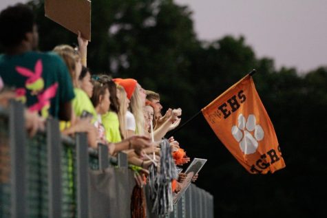 EHS students crowd the stands at the soccer game on Aug. 30.