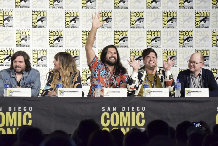 The cast of "What We Do in the Shadows" participates in a ComicCon panel.