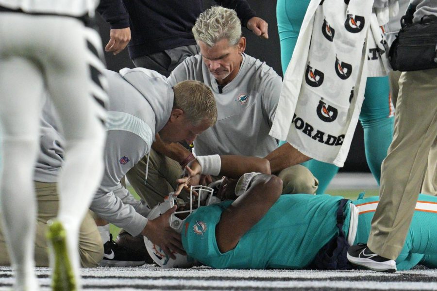 Miami Dolphins quarterback Tua Tagovailoa suffers a concussion on Sept. 29. Just a few weeks later, Tagovailoa was cleared to start on Oct. 14 against the Cincinnati Bengals, but suffered a concussion at that game, as well.