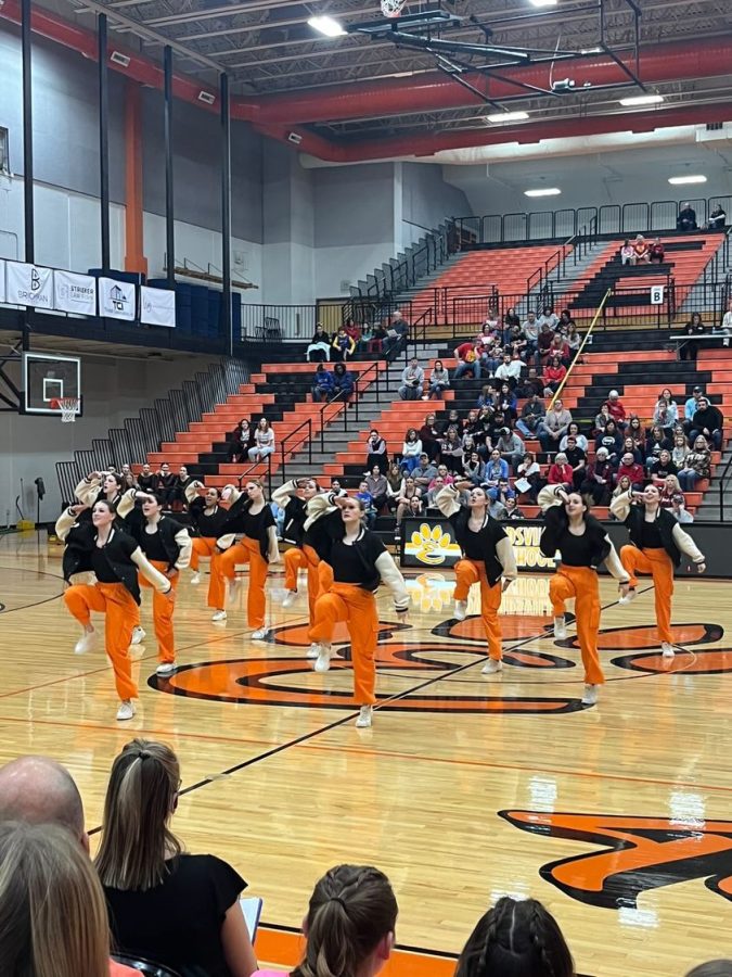 The EHS dance team does their routine on Jan. 7, 2022 in the EHS gymnasium.
