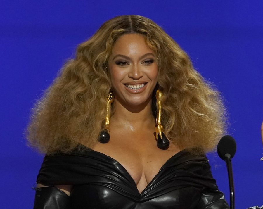Beyonce accepting the NAACP award in 63th Annual Grammy's on March 14, 2021. 