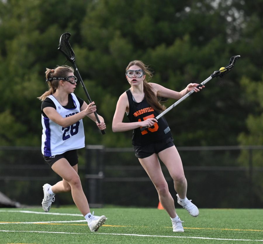 Senior Caroline Marcus rushes the field in a game against Fort Zumwalt during the 2022 season.