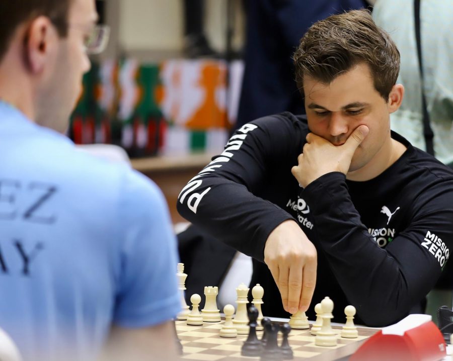 Magnus Carlsen, Norway's World Chess Champion, competes in the 44th Chess Olympiad.