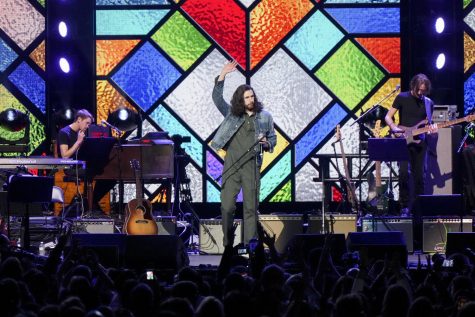 Hozier performs at the March 20 Love Rising concert in Nashville, Tennessee to benefit LGBTQ organizations.