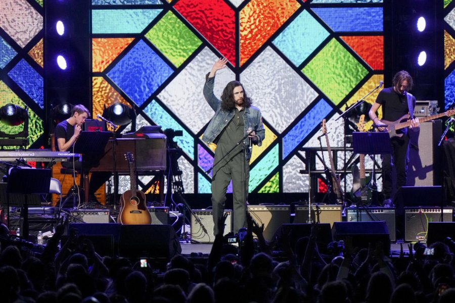 Hozier performs at the March 20 Love Rising concert in Nashville, Tennessee to benefit LGBTQ organizations.