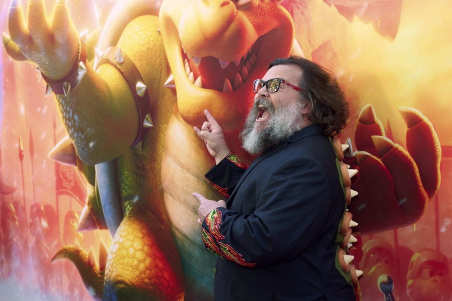 Jack Black poses at the premiere of The Super Mario Bros. Movie on April 1. He created his own song for the movie, called Peaches.