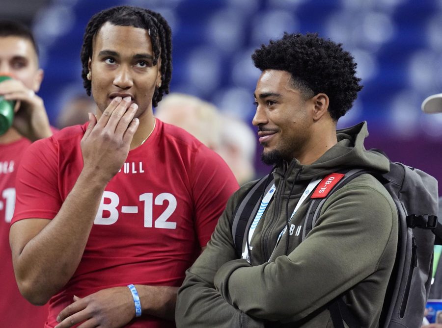 Ohio State's CJ Stroud and Alabama's Bryce Young at the 2023 NFL Combine