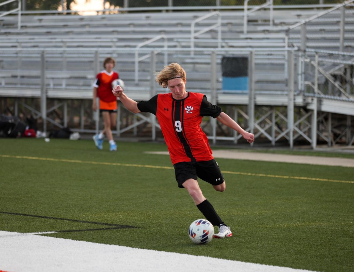 Senior Nate Loftus plays in the Tigers first home game of the 2023 season on Aug. 7 against Gibault Catholic.