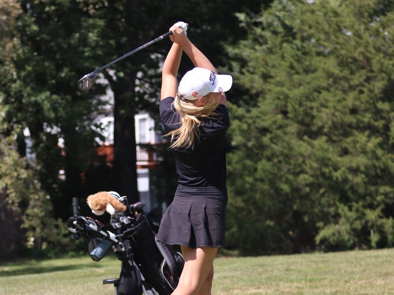 Senior Sophia Rankin hits a ball at the Orchards River Challenge this weekend.