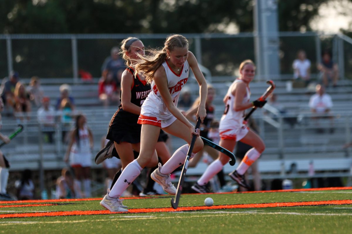 The+girls+field+hockey+team+beat+Webster+5-0+at+their+most+recent+home+game+on+Aug.+29.