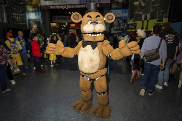 A New York Comic Con attendee dresses as Freddy Fazbear.