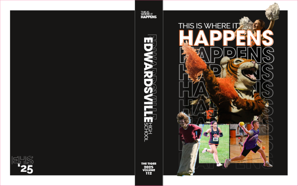 A scan of this year's black yearbook cover.