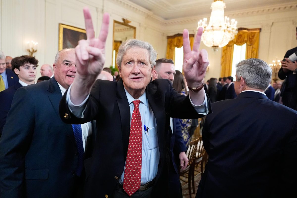 Sen. John Kennedy departs after an event at the White House with President Donald Trump.